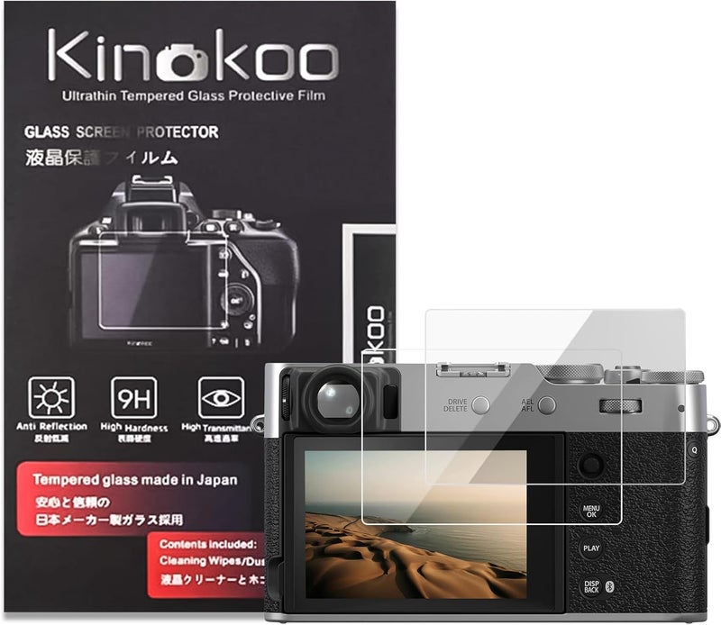 kinokoo Screen Protector for Fuji X100VI X100V Camera - 0,25mm 9H Hardness Tempered Glass Film for Fujifilm X100V/ X100VI Crystal Clear - Bubble-free/Anti-scratch/Anti-Fingerprint (2 pack) - Image 1